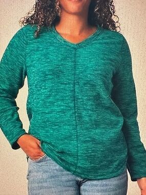 St John’s Teal Marled V-Neck Long Sleeve Top